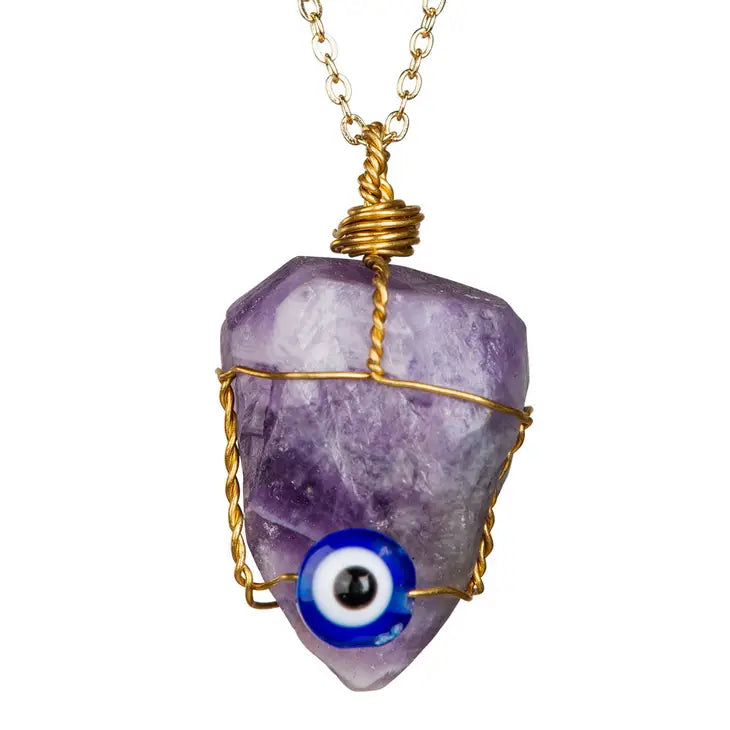 Amethyst Evil Eye Necklace #J001