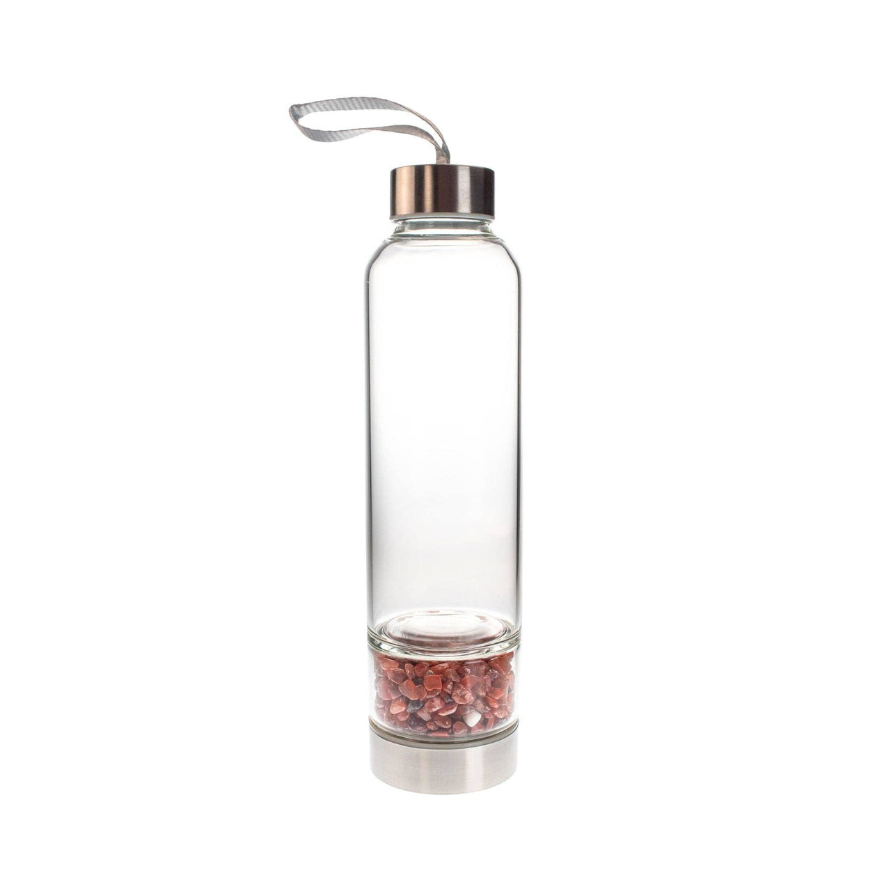 Glass Water Bottle with Crystal Compartment and Sleeve - includes mini crystals #BC0557