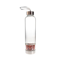 Glass Water Bottle with Crystal Compartment and Sleeve - includes mini crystals #BC0557