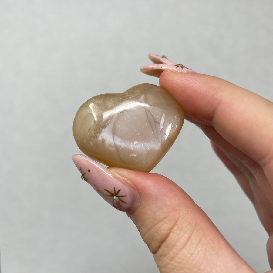 Peach Moonstone Mini Puffy Heart #BC0573