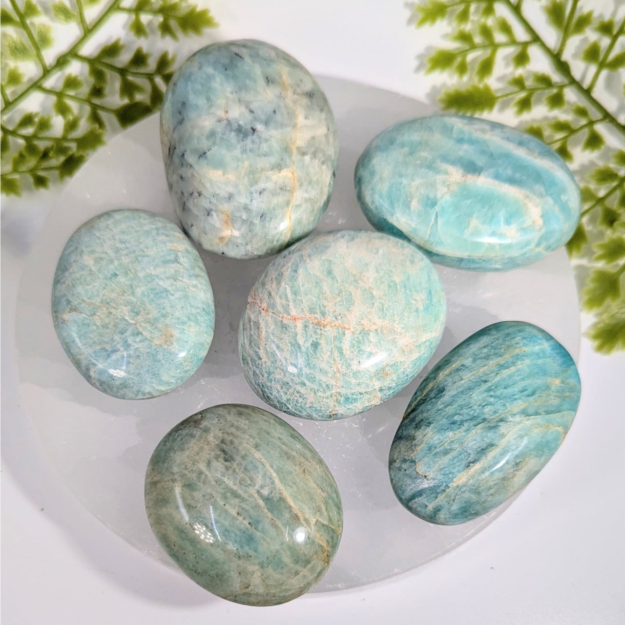 Amazonite 2-2.25’’ palm stone #BC0884 with turquoise veining