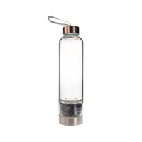 Glass Water Bottle with Crystal Compartment and Sleeve - includes mini crystals #BC0557