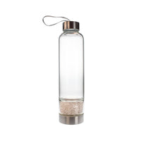 Glass Water Bottle with Crystal Compartment and Sleeve - includes mini crystals #BC0557