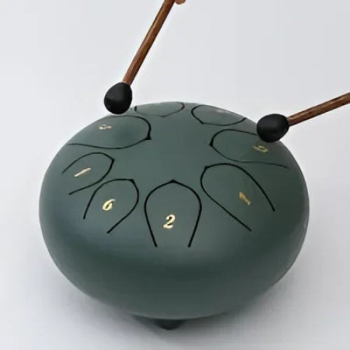 Green Steel Tongue Drum with Bag and Mallets for Meditation and Sound Therapy