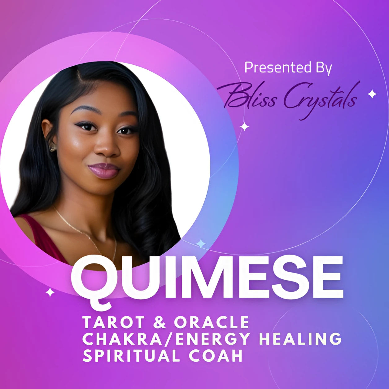 Portrait of woman with long black hair in 60 min Divine message reading with Quimese