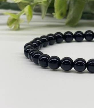 Black Tourmaline Bracelet 7" with 6mm Beads #LV3994