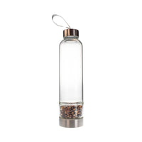 Glass Water Bottle with Crystal Compartment and Sleeve - includes mini crystals #BC0557