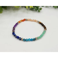 7 Chakra Healing Crystal Bracelet with Silver Beads and Gemstones LV9513