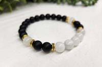 Thumbnail for Cleansing Bracelet with Black Obsidian & Selenite 8mm Beads 7.5