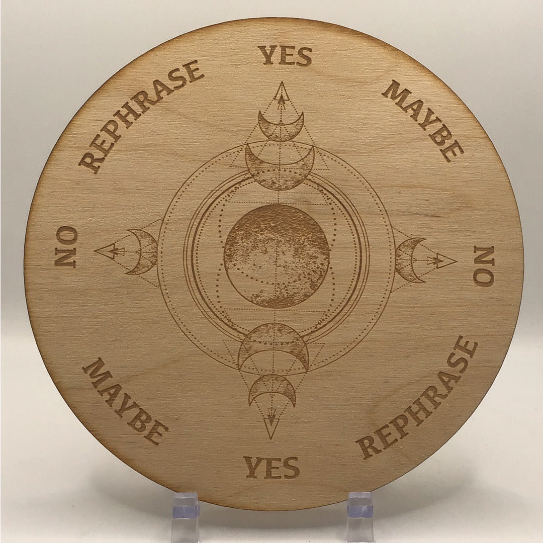 8’ Wood Pendulum Board Triple Moon #K183 featuring an intricate wooden plaque design