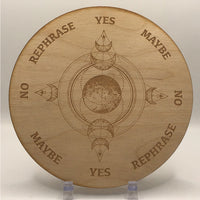 Thumbnail for 8’ Wood Pendulum Board Triple Moon #K183 featuring an intricate wooden plaque design