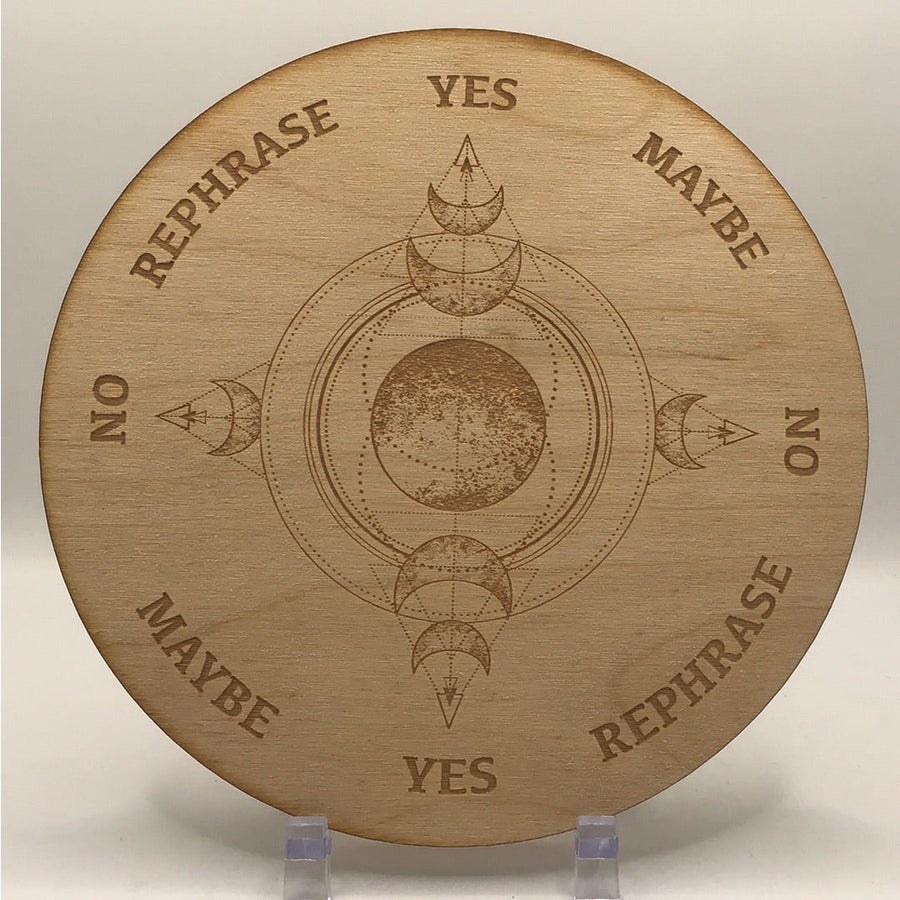 8’ Wood Pendulum Board Triple Moon #K183 featuring an intricate wooden plaque design