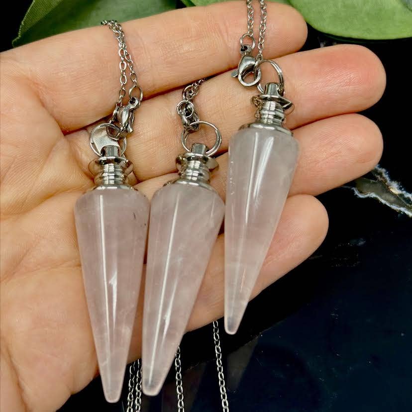 Rose Quartz Pendulum Necklace #BC0576