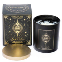 Thumbnail for Esoteric Gem Candle - Eye of Providence, Sage & White Tea Gemstone: Black Obsidian #ESCAGEP