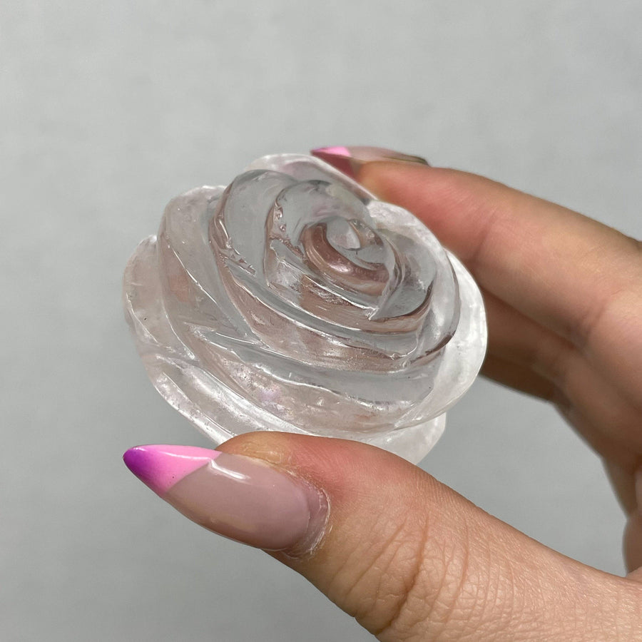 Clear Quartz Flower Carving #BC0569