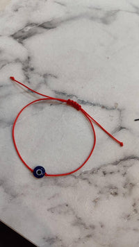 Thumbnail for Evil eye wish bracelet with red cord from Evileyefavor SINGLE EYE BEAD #J955