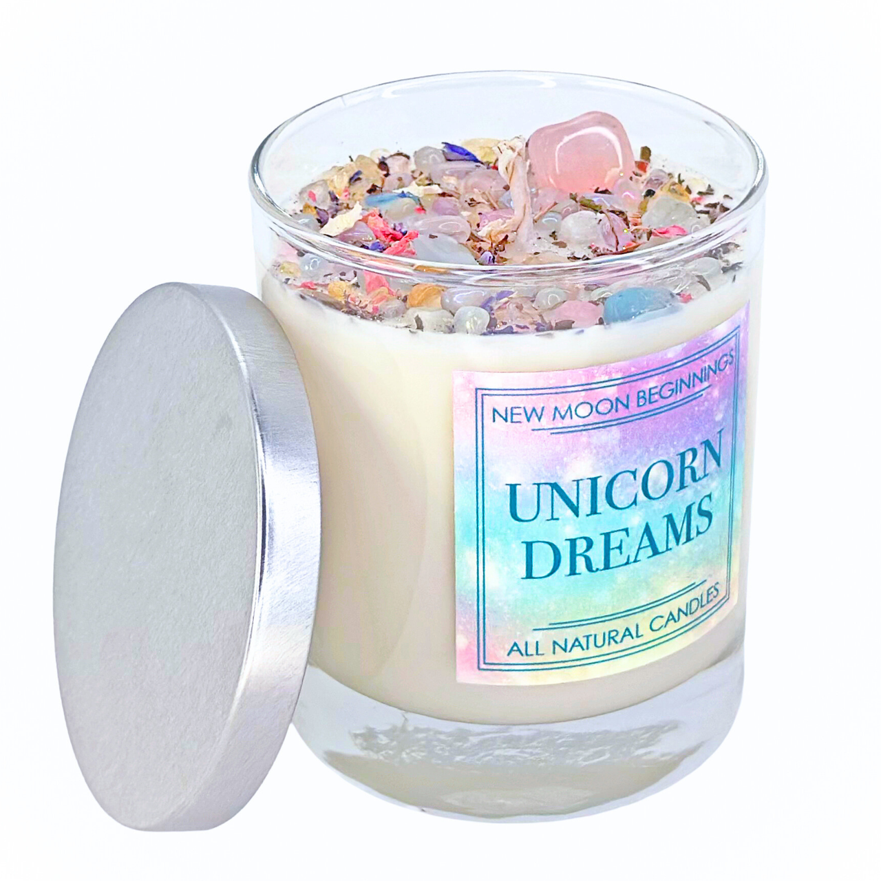 Unicorn Dreams Candle - Soy Candles Flower & Crystal Candles #BC0558