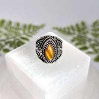 Tiger's Eye Sz 7.25 Poison Locket Ring #BC1640