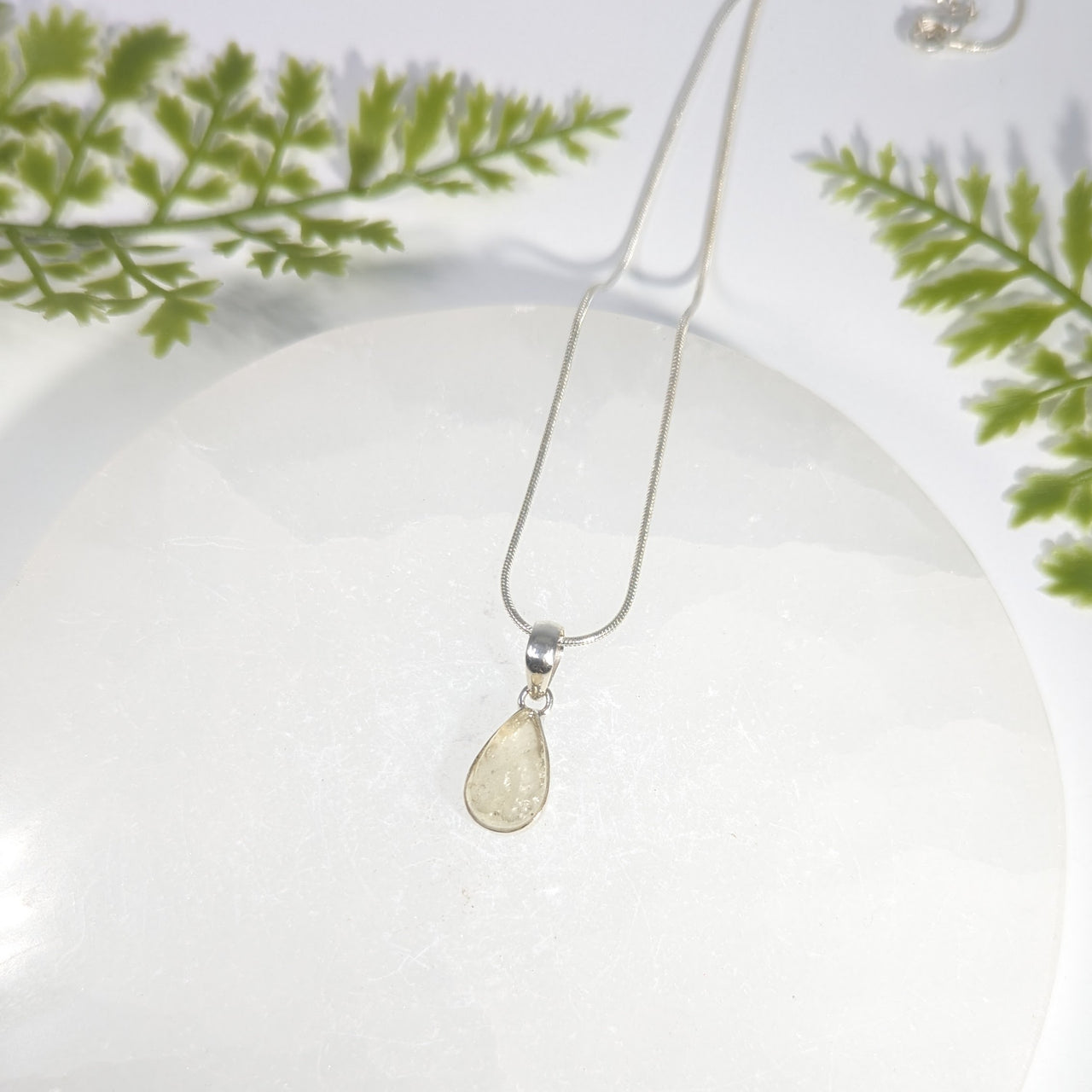 Libyan Desert Glass .6" Teardrop S.S. Pendant #BC1645