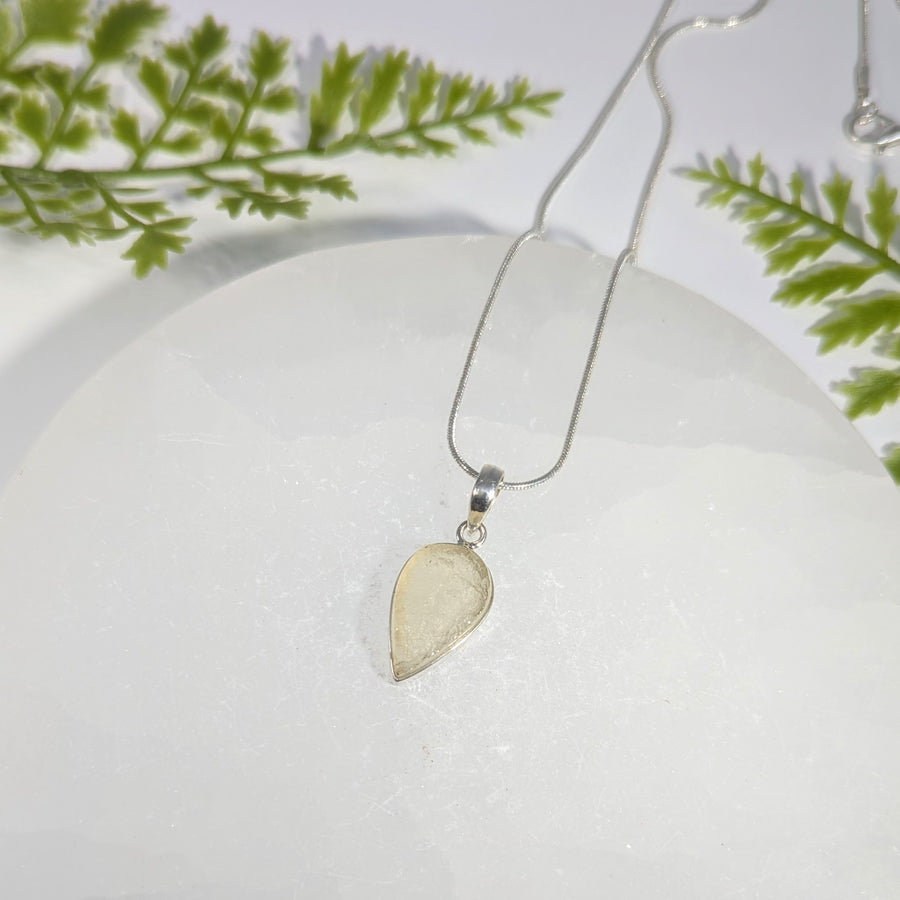 Libyan Desert Glass .8" Teardrop S.S. Pendant #BC1646