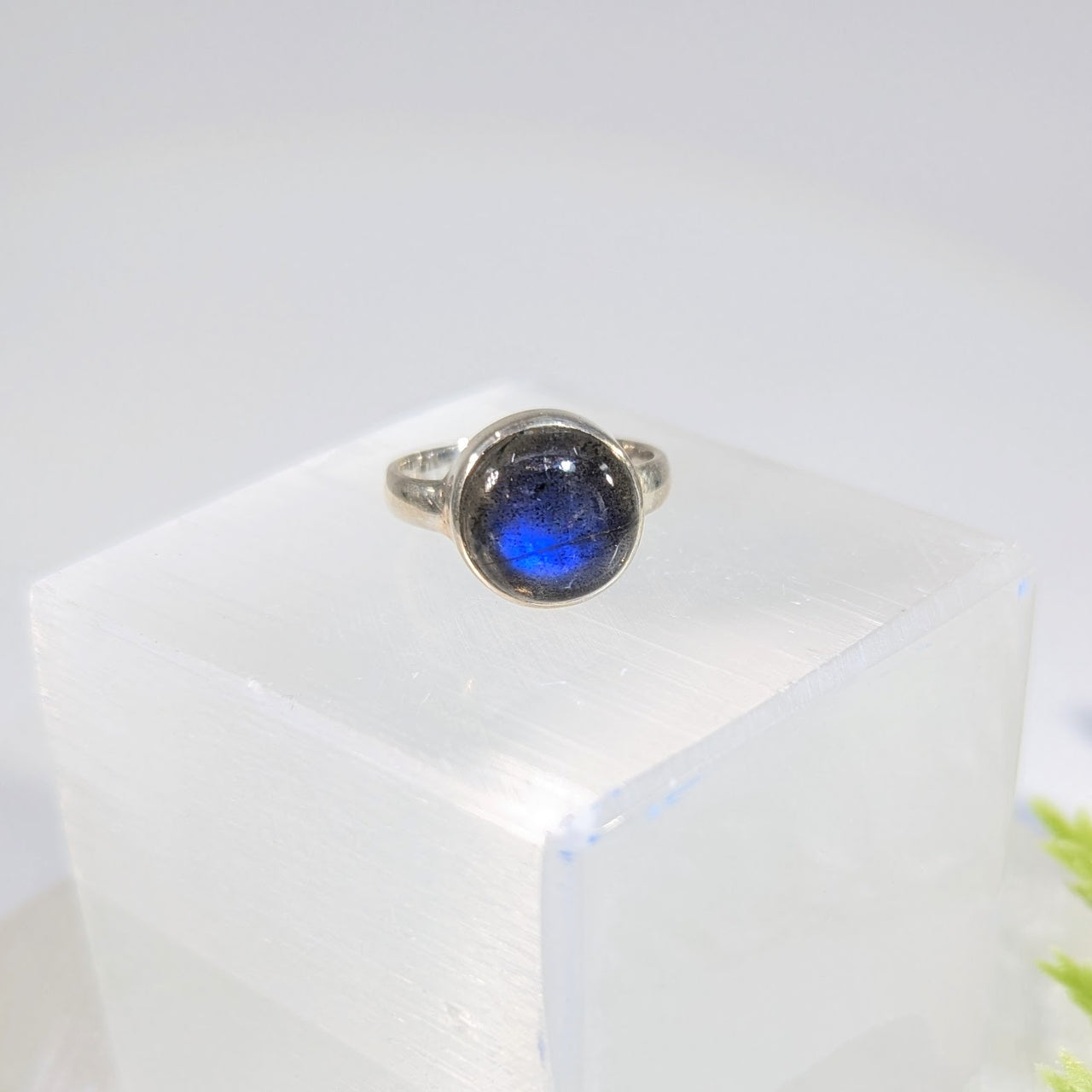 Labradorite Sz 6.5 Round Stone Ring S.S. #BC1663