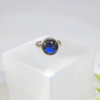 Labradorite Sz 6.5 Round Stone Ring S.S. #BC1663