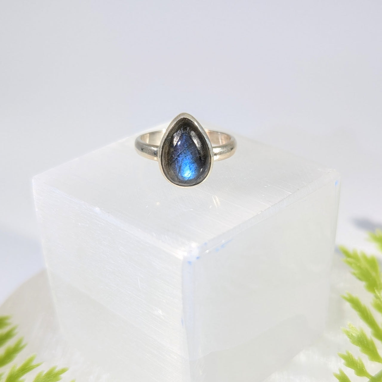 Labradorite Sz 10.75 Teardrop Ring S.S. #BC1664