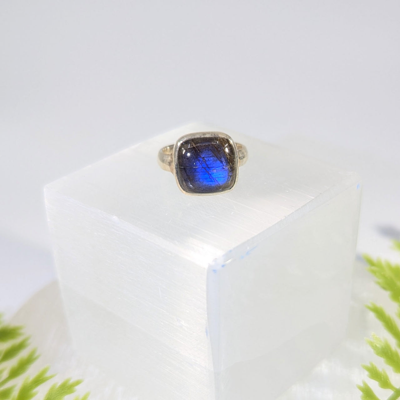 Labradorite Sz 6 Square Ring S.S. #BC1666