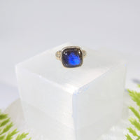 Labradorite Sz 6 Square Ring S.S. #BC1666