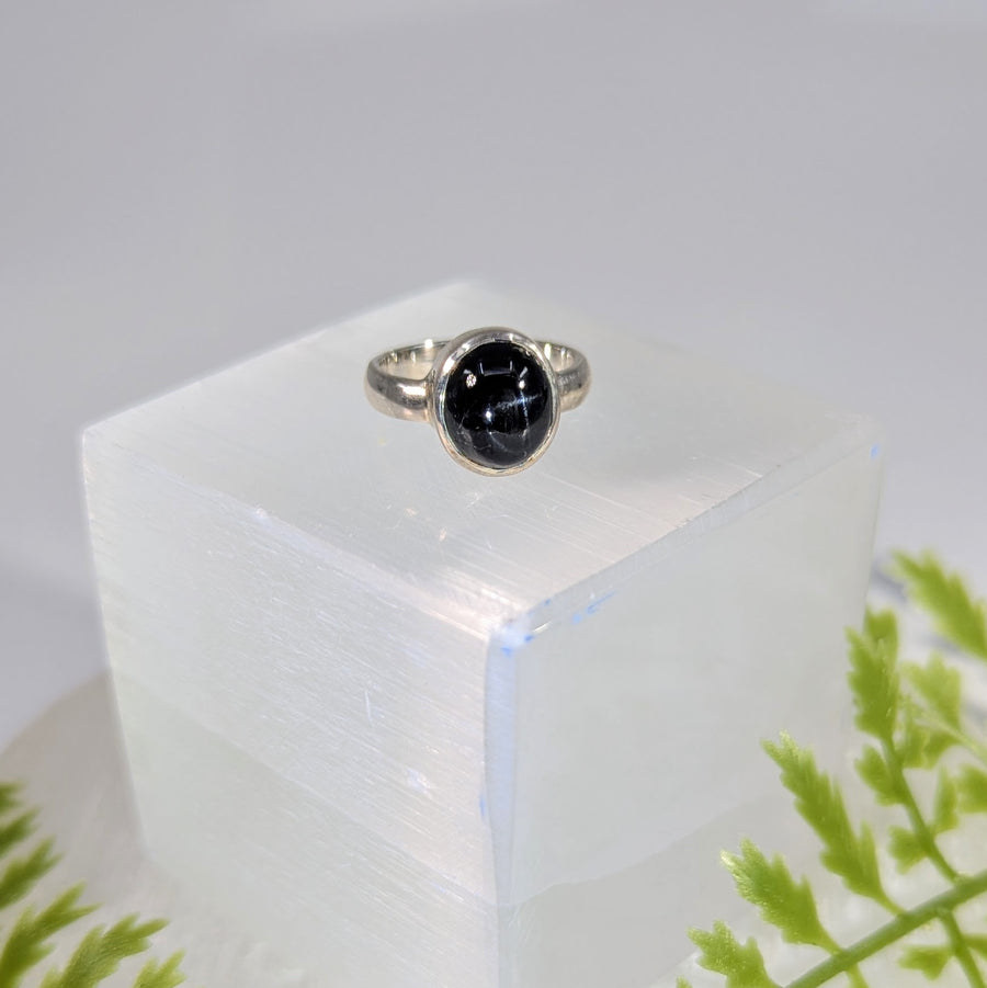 Black Star Sapphire Sz 5.5 Ring S.S. #BC1668