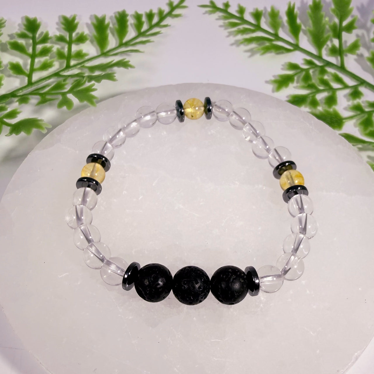 Citrine Quartz Lava 7" Handmade Bracelet #BC1675