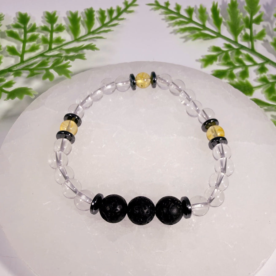 Citrine Quartz Lava 7" Handmade Bracelet #BC1675