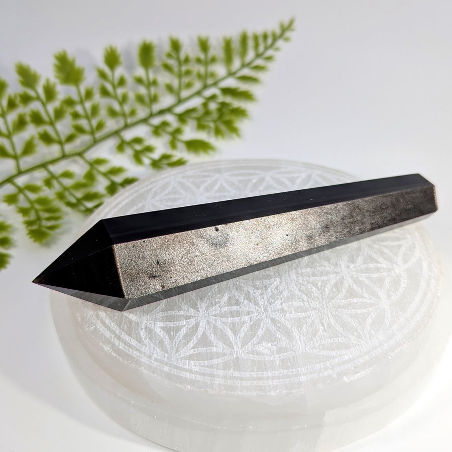 Silver Sheen Obsidian 5" Scepter Wand #BC1722
