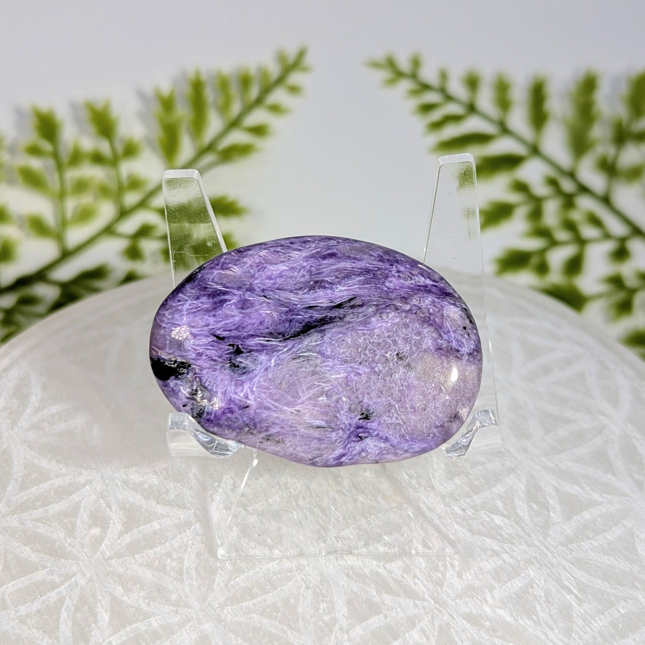 Charoite 1.75" Organic Palm #BC1739
