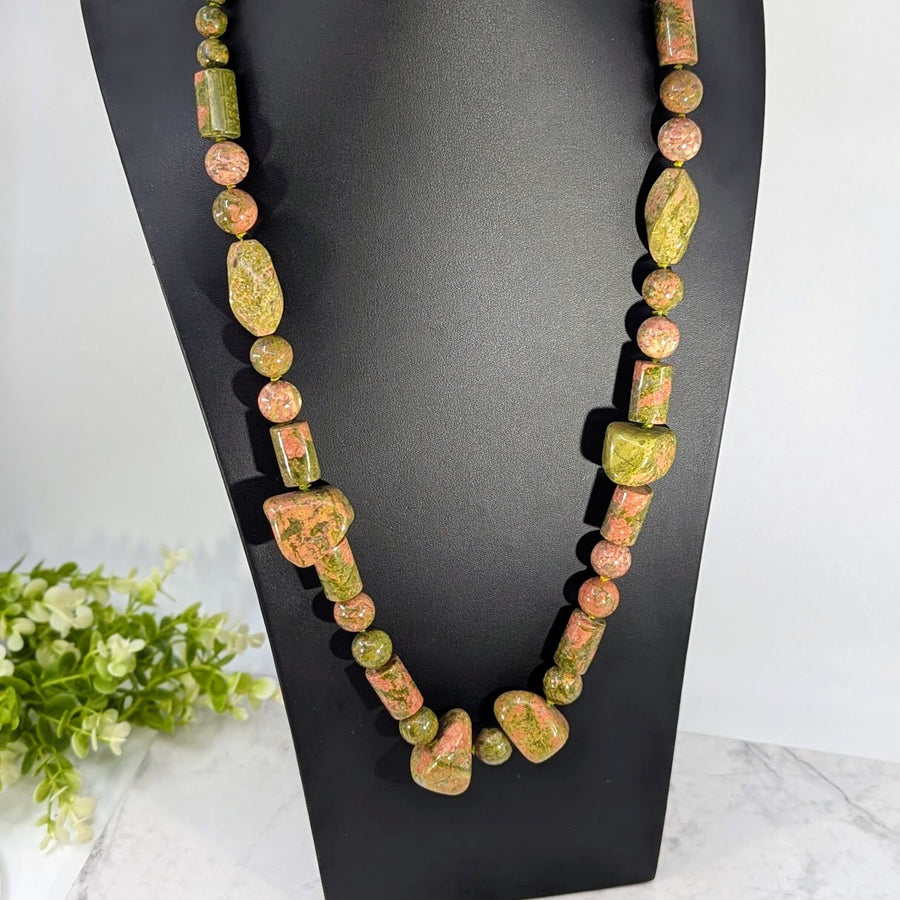 Unakite 30" Chunky Beaded Necklace #BC1750