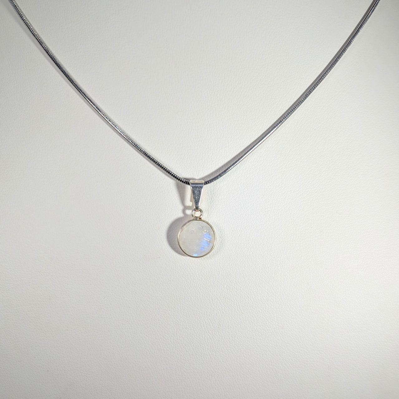 Mini Moonstone 20" Round Faceted Pendant on Chain #BC1905