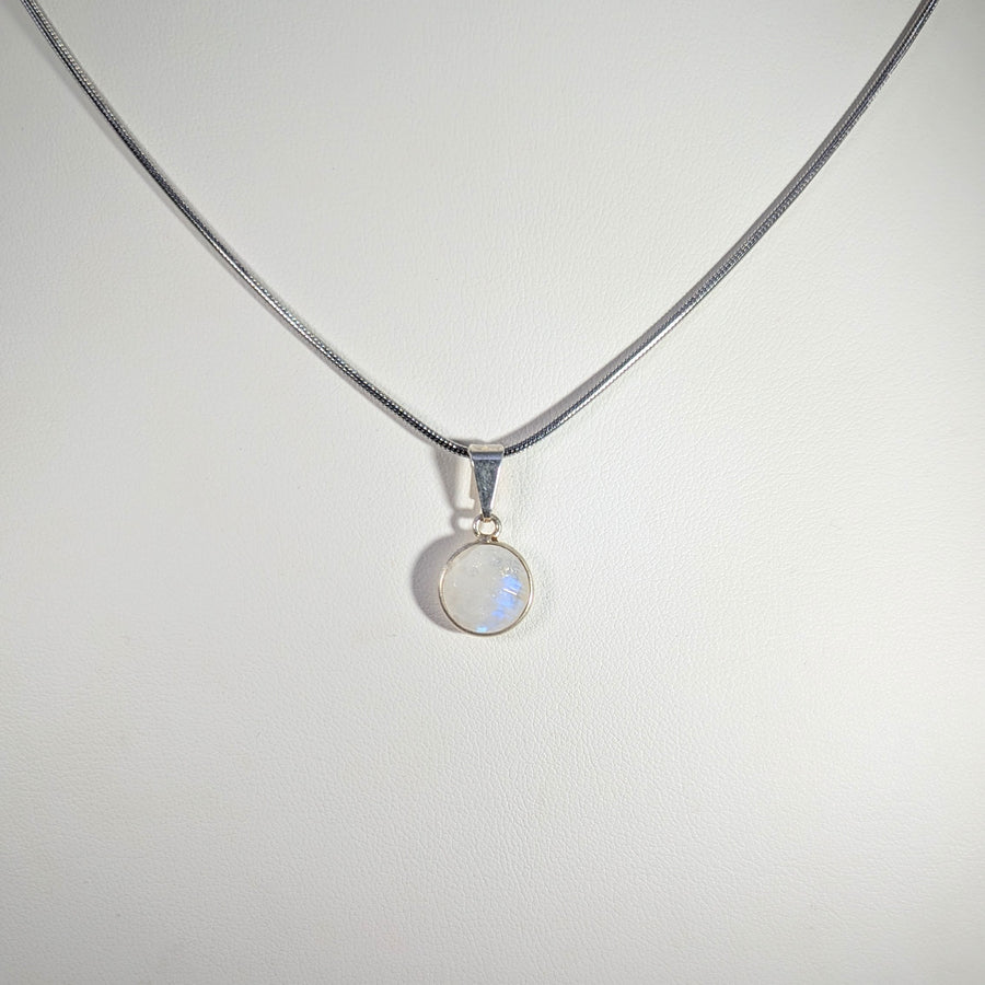 Mini Moonstone 20" Round Faceted Pendant on Chain #BC1905
