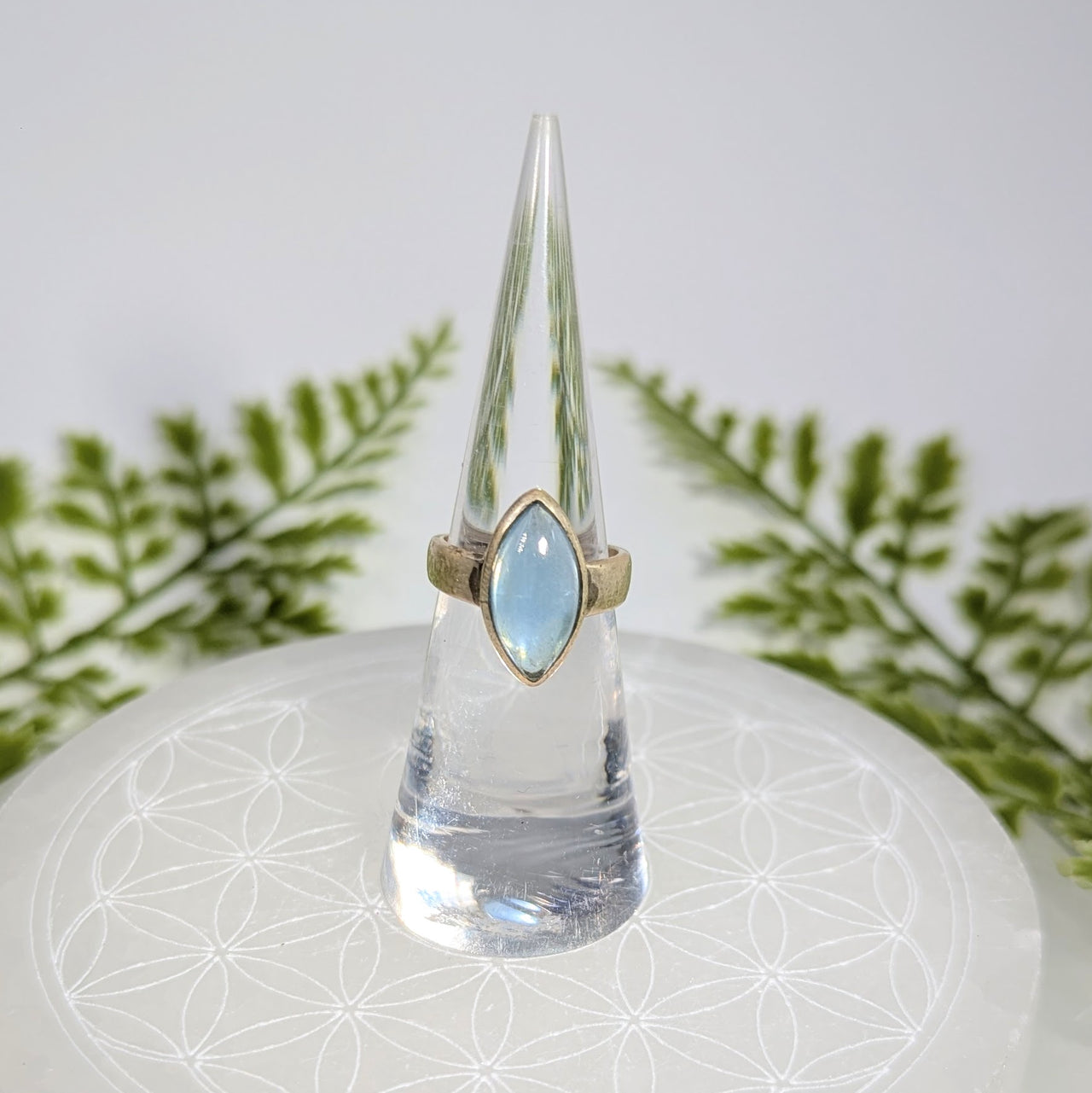 Aquamarine Sz 4.5 Marquis S.S. Ring #BC1908