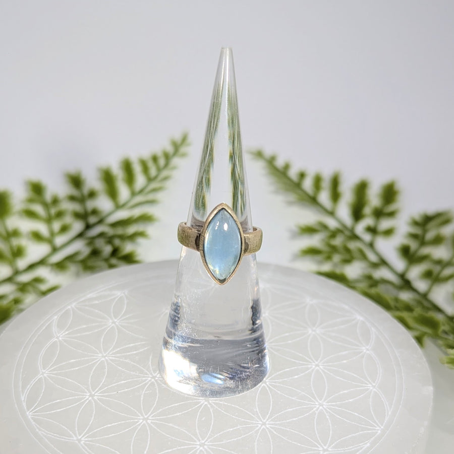 Aquamarine Sz 4.5 Marquis S.S. Ring #BC1908