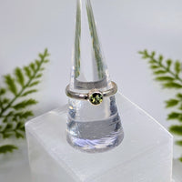 Moldavite Faceted Sz 8.75 Round S.S. Ring #BC1919