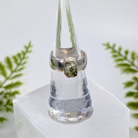 Moldavite Raw Sz 5.75 Organic S.S. Ring #BC1922