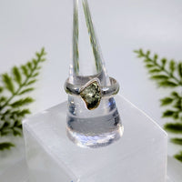 Moldavite Raw Sz 9 Organic S.S. Ring #BC1924