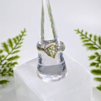Moldavite Raw Sz 8.25 Organic S.S. Ring #BC1926