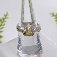 Moldavite Raw Sz 7.25 Organic S.S. Ring #BC1929