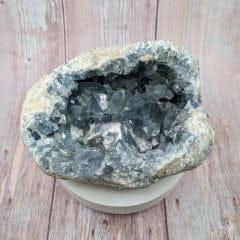 Celestite Geode - Light blue crystal cluster for Gemini peace