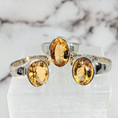 Natural Citrine Crystal Rings - Yellow crystal specimens for Gemini abundance