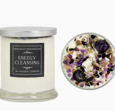 Energy Cleansing: Ritual Candles, Soy Candle, Crystal Candles: Round Glass #LV5277
