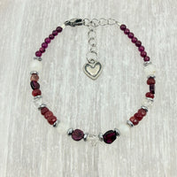 Ruby, Moonstone, Garnet and Herkimer Handmade Bracelet Adjustable with Clasp  #BC0598
