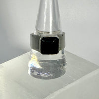 Black Tourmaline  S.S. Square Faceted Ring #LV5535