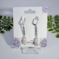 Baroque Pearl Earrings on Chain Dangle Stainless Steel #BC0561